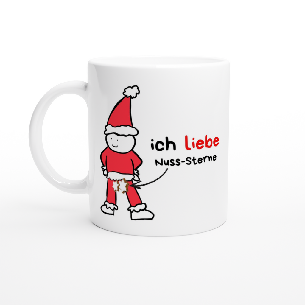 Keramiktasse mit Spruch: Ich liebe Nuss-Sterne – Ansicht 3