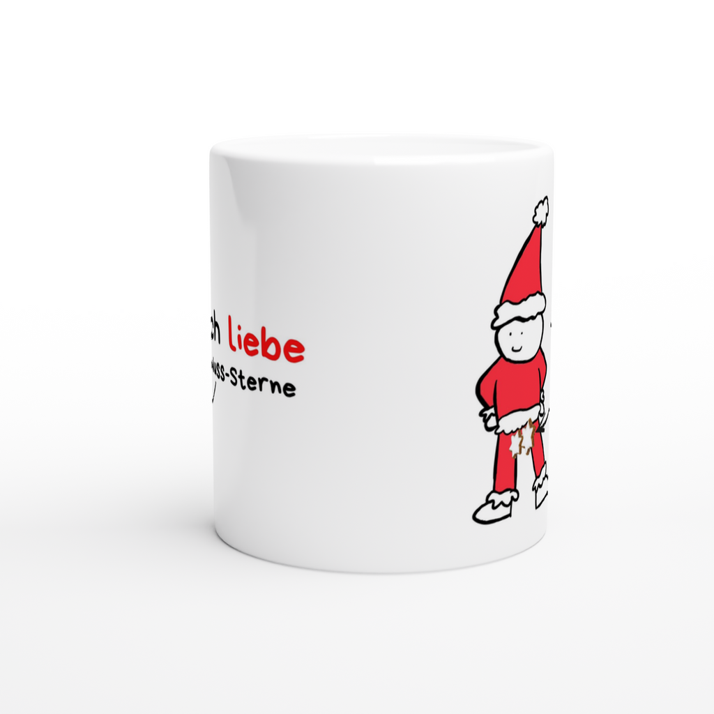 Keramiktasse mit Spruch: Ich liebe Nuss-Sterne – Ansicht 2